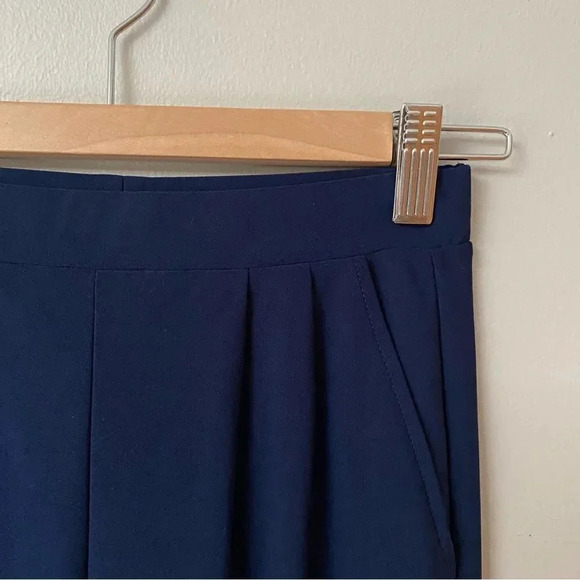 Leith Navy High Rise Cropped Pants XXS Pull On Pleated Front Workwear Chic - Picture 5 of 9
